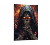 Modern Home Print Wall Art Canvas Poster -Religious Poster Fiery Skull Decor Mysterious Vibe Bringer Painting 16x24inch(40x60cm) Frame-style