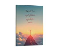 Modern Home Print Wall Art Canvas Poster -Religious Poster The LORD Is My Light And My Salvation Convey Religious Belief Bring Spiritual Comfort Decorative Painting 12x18inch(30x45cm) Frame-style