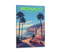 Modern Home Print Wall Art Canvas Poster -Scenery Poster Monaco Monte Carlo Decor Dynamic Vibe Bringer Painting 16x24inch(40x60cm) Frame-style