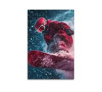 Modern Home Print Wall Art Canvas Poster -Snowboarder Poster Red Snowboarder Thrills Winter Vibe Decor Painting 16x24inch(40x60cm) Unframe-style