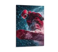 Modern Home Print Wall Art Canvas Poster -Snowboarder Poster Red Snowboarder Thrills Winter Vibe Decor Painting 16x24inch(40x60cm) Frame-style