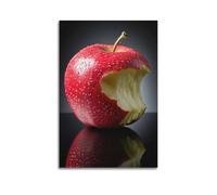 Modern Home Print Wall Art Canvas Poster -Still Life Poster Bitten Apple Fresh Detail Decorative Painting 16x24inch(40x60cm) Unframe-style