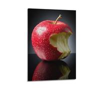 Modern Home Print Wall Art Canvas Poster -Still Life Poster Bitten Apple Fresh Detail Decorative Painting 16x24inch(40x60cm) Frame-style