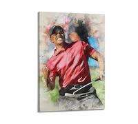 Modern Home Print Wall Art Canvas Poster -Tiger Woods Poster Watercolor Swing Victory Moment Decorative Painting 24x36inch(60x90cm) Frame-style