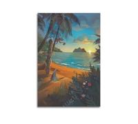 Modern Home Print Wall Art Canvas Poster -Travel Poster Tropical Beach Sunset Decor Relaxed Vibe Bringer Painting 24x36inch(60x90cm) Unframe-style