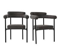 Modern Home Touch Set of 6 Modern Armrest Dining Chairs with Faux Suede Upholstery in Grey | Size: 6 Pack Modern Home Touch Grey 6 Pack