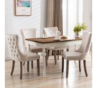 Modern Home Touch Sierra Lux Set of 4 Velvet Dining Chairs with Tufted Wing Backs in Beige | Size: 4 Pack Modern Home Touch Beige 4 Pack