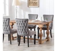 Modern Home Touch Sierra Lux Set of 4 Velvet Dining Chairs with Tufted Wing Backs in Grey | Size: 4 Pack Modern Home Touch Grey 4 Pack