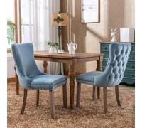 Modern Home Touch Sierra Set of 2 Wing Back Velvet Dining Chairs with Oak Wood Leg in Light Blue | Size: 2 Pack Modern Home Touch Light Blue 2 Pack