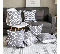 Modern Homes 100% Cotton Decorative Throw Pillow Covers Cushion Cases 18 x 18 inch (Grey, Set of 6)