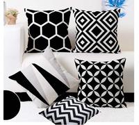 Modern Homes Black and White Throw Pillow Covers 16x16 inches ; 100% Cotton Cushion Cases for Couch, Bed; Black and White Cushion Covers 16x16 (Set of 5)