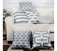 MODERN HOMES Designer Cotton Grey Cushion Covers/Decorative Throw Pillow Covers 18 x 18 inch (Gray, Set of 6)