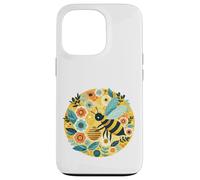 Modern Honey Bee with Flowers Case for iPhone 13 Pro