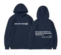 Modern Hoodies Women's You are Enough Graphic Pullover Hoodies Lounge Stylish Fleece Jumper Long Sleeve Solid Hooded Tops Vintage Classic Work Sports Printed Jacket Hoody Y2k Outdoor Sweatshirts Navy