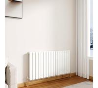 Modern Horizontal Flat Panel Radiator 600x1156mm Gloss White Double Panel | Designer Central Heating Radiators,Wall Mounted Rads,Perfect For Living Rooms,Hallways & Bathrooms,For UK Home Heating