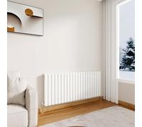 Modern Horizontal Flat Panel Radiator,600x1428mm Gloss White Double Stylish Panel Central Heating Heater, Perfect Efficient Hall Radiator, Traditional Wall Mounted Rads, Design for Bedroom, Office