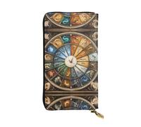 Modern Horoscopes Zipper leather wallet, 7.5 * 4.1 inch long clutch bag, multiple compartments and large capacity, a good gift for friends