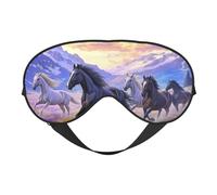 Modern Horse and Purple Cloud Print Sleep Mask with Adjustable Strap, Comfortable Eye Cover for Travel, Yoga, Napping, Sleeping & Relaxation