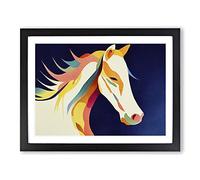Modern Horse Art Abstract Framed Print | A3 Black Framed Wall Art | Ready to Hang | Abstract Animal Picture | Living Room Bedroom Lounge Office