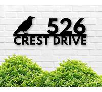 Modern House Numbers, Raven Address Plaque, Address Sign, Mid Century, Personalized Address Sign, Custom Animal, Rustic Wall Decor