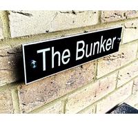 Modern House Sign Black Panel with Brushed Silver Laser Cut Lettering 28cm x 7cm including Stainless Steel Standoff Wall Mounts