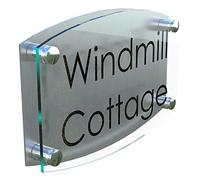 MODERN HOUSE SIGN PLAQUE DOOR NUMBER STREET GLASS EFFECT ACRYLIC ALUMINIUM NAME