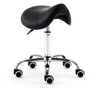 Modern Hydraulic Rolling Saddle Stool Chair - Ergonomic Swivel Seat for Spa & Salon, Comfortable Beauty Chair with Back Support - Black