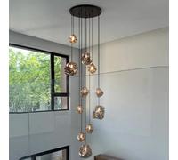 Modern Ice Cube Stair Chandelier, Full-Spectrum Tri-Color Lighting for Loft, High-Ceiling Living Rooms, Duplex Stairwells, And Villas,11 Light