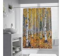Modern Impressionist Shower Curtain Aspen Forest Fallen Leaves Bath Curtain for Farmhouse Bathroom Decor Waterproof Fabric Quick Dry 120 x 200 cm
