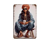 Modern Indian Woman Retro Poster Metal Tin Sign Chic Art Retro Iron Painting Bar People Cave Cafe Family Garage Poster Wall Decoration 8x12inch(20x30cm)