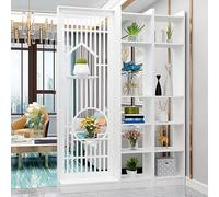Modern Indoor Divider Panel, Wood & Plastic Room Separator with Shelf for Living Room, Office, Bedroom, Studio - White, 140x30x190cm, Stylish Space Partition