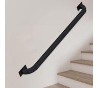 Modern Indoor Stair Railing Kits, Matte Black ils for Outdoor Steps, 12ft Grab Bar for Stairs & Wall Balustrade, Stylish Foot Rest Solution
