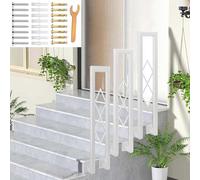 Modern Indoor Stair Railing U-Shaped Anti-Slip il Side-Mounted Metal Railing for Hallways Lofts Outdoor Steps Decorative Garden Fence with Diamond Pattern (White/85cm)