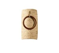 Modern Indoor Travertine Wall Sconce with Natural Wooden Ring Decoration Lampshade Japanese Style Natural Yellow Cave Wall Mount Light Fixture Living Room and Bedroom Foyer