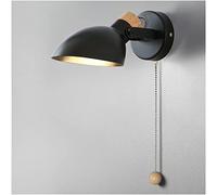 Modern Indoor Wall Lamp with Pull Cord Switch, Nordic Adjustable Wall Spotlight E14 Socket Simple Bedside Reading Light Metal Wall Sconce for Bedroom Living Room Office Study Hallway,Black