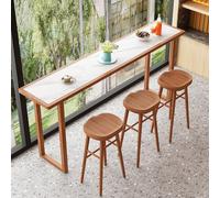 Modern Industrial Ash Wood High Bar Table with Slate TopLong Narrow Console & Breakfast Table for Kitchen Coffee BalconyRounded Corners No ol (120x45x105cm)