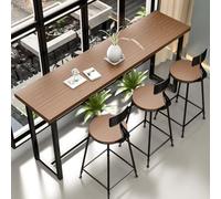 Modern Industrial Bar Table in Solid Wood,Rectangular High Bar Table With metal base,Long Narrow Pub Patio Bar Table indoor outdoor,Breakfast Kitchen Bar Table Balcony Railing Table,Table Only(80*40*1