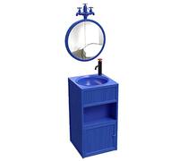 Modern Industrial Bathroom Sink Cabinet with Faucet Freestanding Vanity Unit Stylish Mobile Lavabo for Home Decor Space-Saving Design (F) (I)