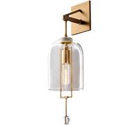 Modern Industrial Bell Jar Wall Sconce Glass Shade Wall Light Fixtures E14 Copper Vintage Wall Lamp for Bedroom Living Room Bathroom Hallway(Copper Color)