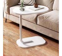 Modern Industrial C-Shaped Side Table, Easy Assembly Portable Workstation for Bedroom, Living Room, Office, or Sofa