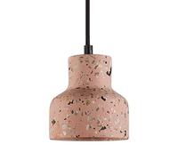 Modern Industrial Cement Terrazzo Shade Small Hanging Pendant Lamp Ceiling Suspended Lighting Fixture for Kitchen Island Bedroom Bedside Restaurant Bar C