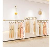 Modern Industrial Clothing Display Stand Metal Garment Rack with Wall Mounted Gold Clothes Rail Entrance Porch Organization Hanging Rod 450cm Size