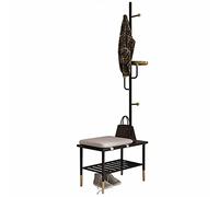 Modern Industrial Entryway Bench with Shoe Rack, 4-in-1 Hall Tree, 6 Hooks, 2-Tier Shoe Storage, Easy Assembly, Stylish Coat Rack for Entryway nization.