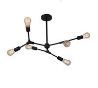 Modern Industrial Metal 9-Lights Black Irregular During Light Adjustable Ceiling Lamp for Living Room Farmhouse Light Fixture-Black 9 Head (Black 6 head)
