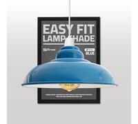 Modern Industrial Metal Ceiling Light Shade, 32cm Large Curvy Light Blue Easy Fit Pendant Lamp Shade for Living Room, Kitchen, Hallway(Free Reducer Plate)