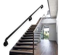 Modern Industrial Stair Railing Handrail1m to 6m Adjustable Black Wrought Iron Staircase GuardrailDurable & Stylish for Home & Office Use