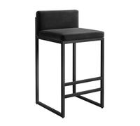 Modern Industrial Style Metal Barstools with Backrest Set of 2 Counter Height K Stools with Black Frame 65cm and 75cm Options Available