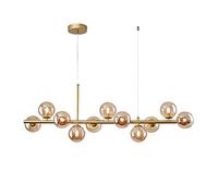 Modern Industrial Vintage Pendant Light Glass Globe Hanging Ceiling Light Adjustable Pendant Lighting Fixture for Living Room Dining Room-Amber Platinum. 11 Lights Decoration