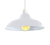 Modern Industrial White Metal Ceiling Light Shade, 32cm Large Curvy Easy Fit Pendant Lamp Shade for Living Room, Kitchen, Hallway(Free Reducer Plate)