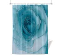 Modern Ink Art Shower Curtain for Bathroom, Blue Rose Shape Metallic Luster Waterproof Cloth Fabric Bathroom Accessories Set with 12 Rust Proof Plastic Hooks, 36” x 78”